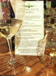 White wine flight tasting list at Grape Encounters Empourium wine shop