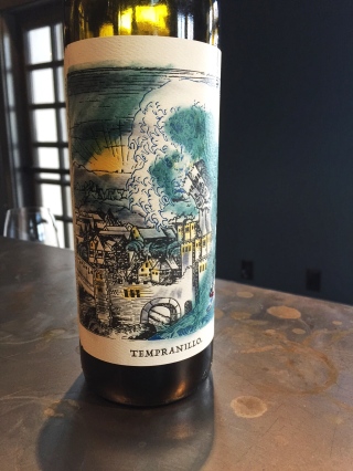 Tempranillo wine label with art drawing